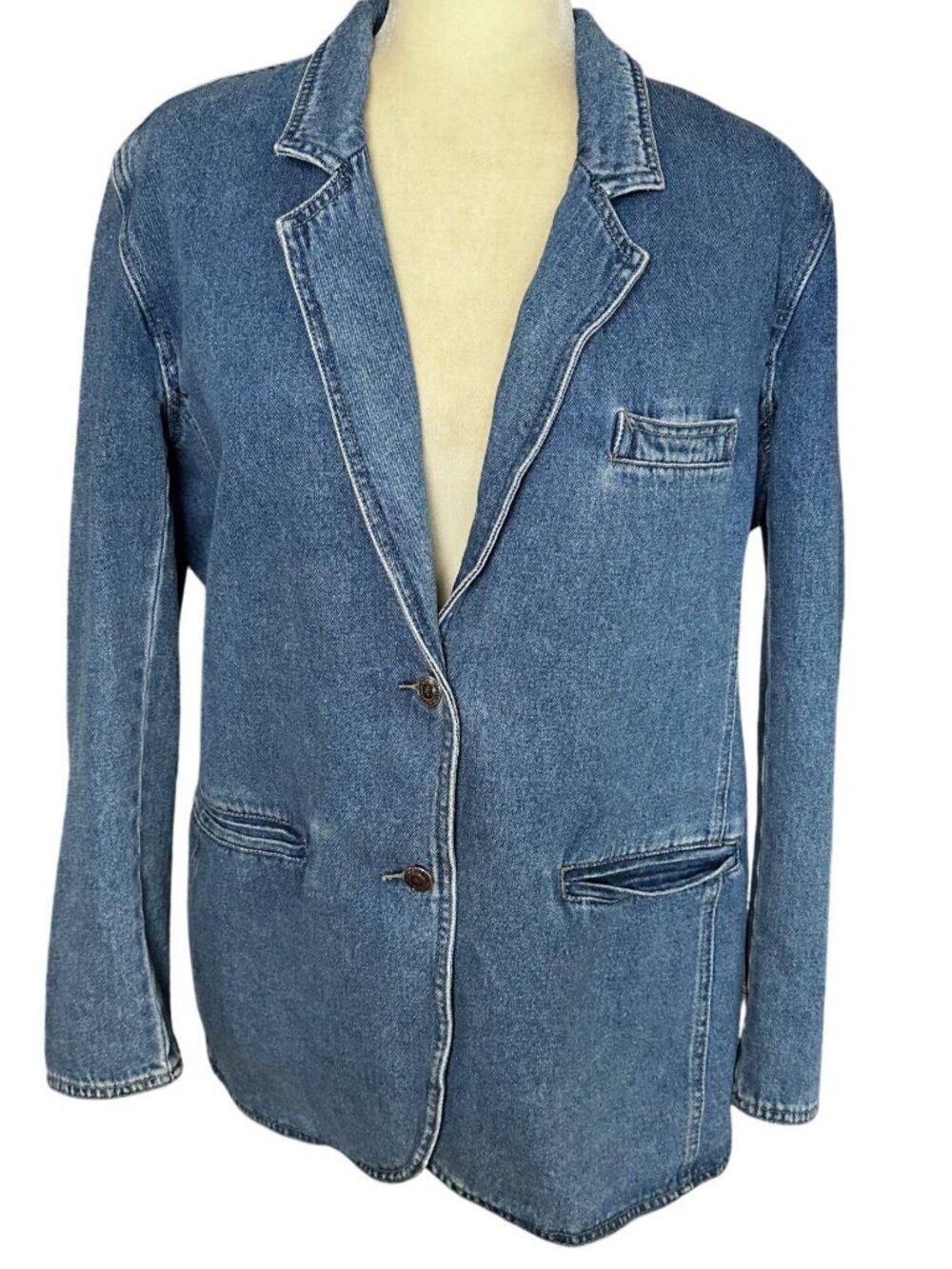 Vintage 80s Crossroads Denim Blazer Western Canadian Tuxedo Size Medium Jacket
